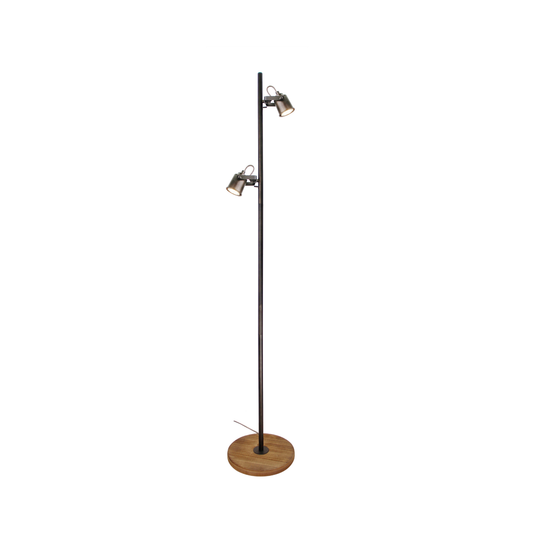 Tweedekans artikel - Chericoni Tazza Vloerlamp - 2 Lampen - Zwart Black Steel met Vintage Hout