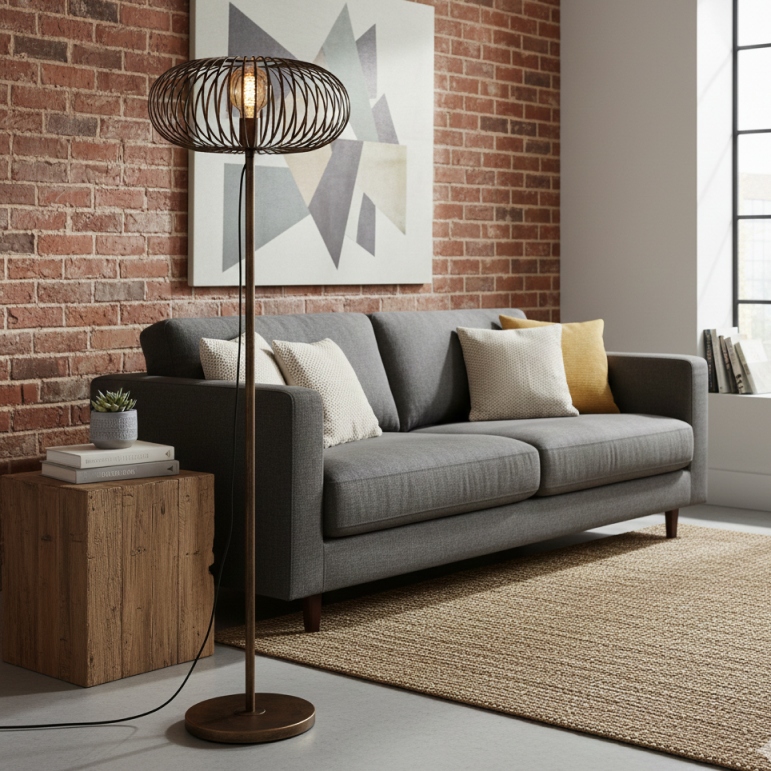 Bronzen Curvato vloerlamp Ø40 cm, 1-lichts, met moderne en stijlvolle uitstraling.