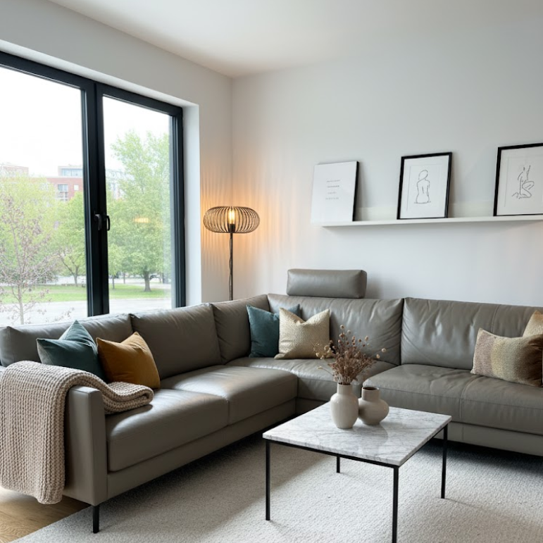 Curvato vloerlamp 1-lichts Ø40 cm in brons met elegante, ronde vormgeving.