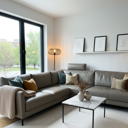 Curvato vloerlamp 1-lichts Ø40 cm in brons met elegante, ronde vormgeving.