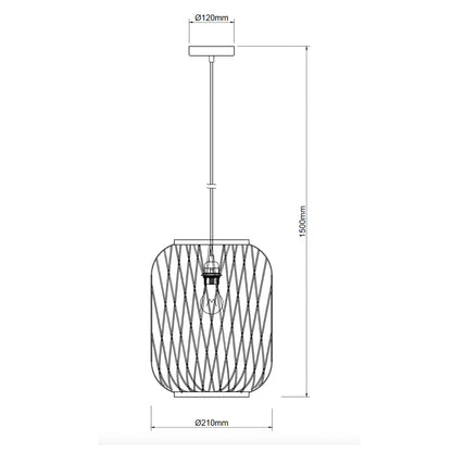 Design hanglamp in natuurlijke materialen – Chericoni Nature Diagonaal – bamboe – Ø21 cm