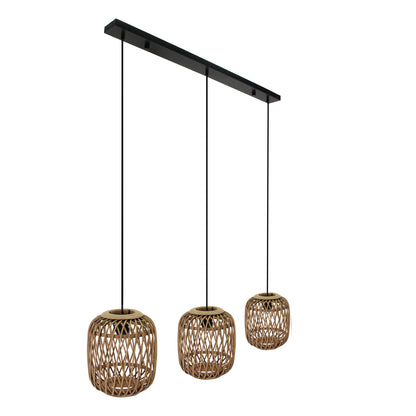 Design hanglamp 3-lamps – Chericoni Nature Diagonaal – bamboe en natuur – 122 cm