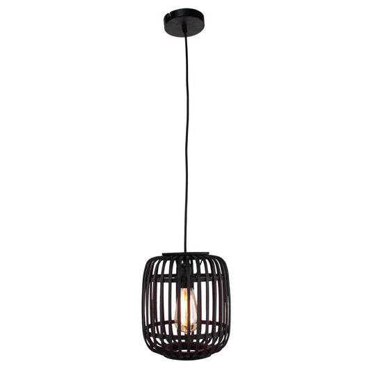 Various Woven hanglamp – Ø22 cm – 1 lichts – bamboe – zwart
