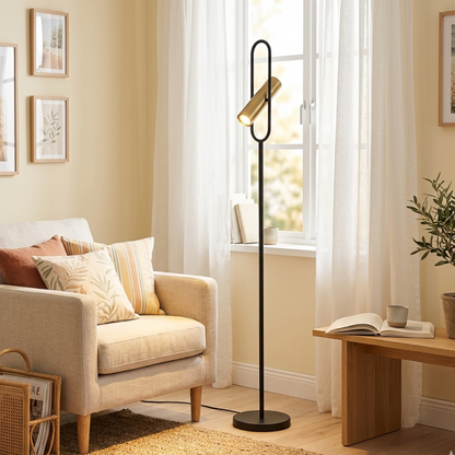 Chericoni Reggio Vloerlamp - 1 lichts - Ø22cm - GU10 - Zwart / Goud