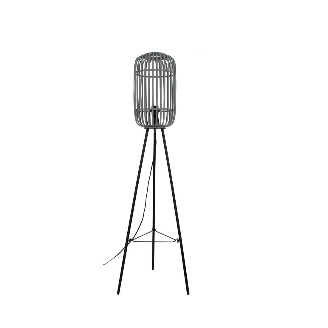 De grijze Woven vloerlamp benadrukt textuur en warmte. Perfect voor een gezellige leeshoek of sfeervolle woonkamer.
