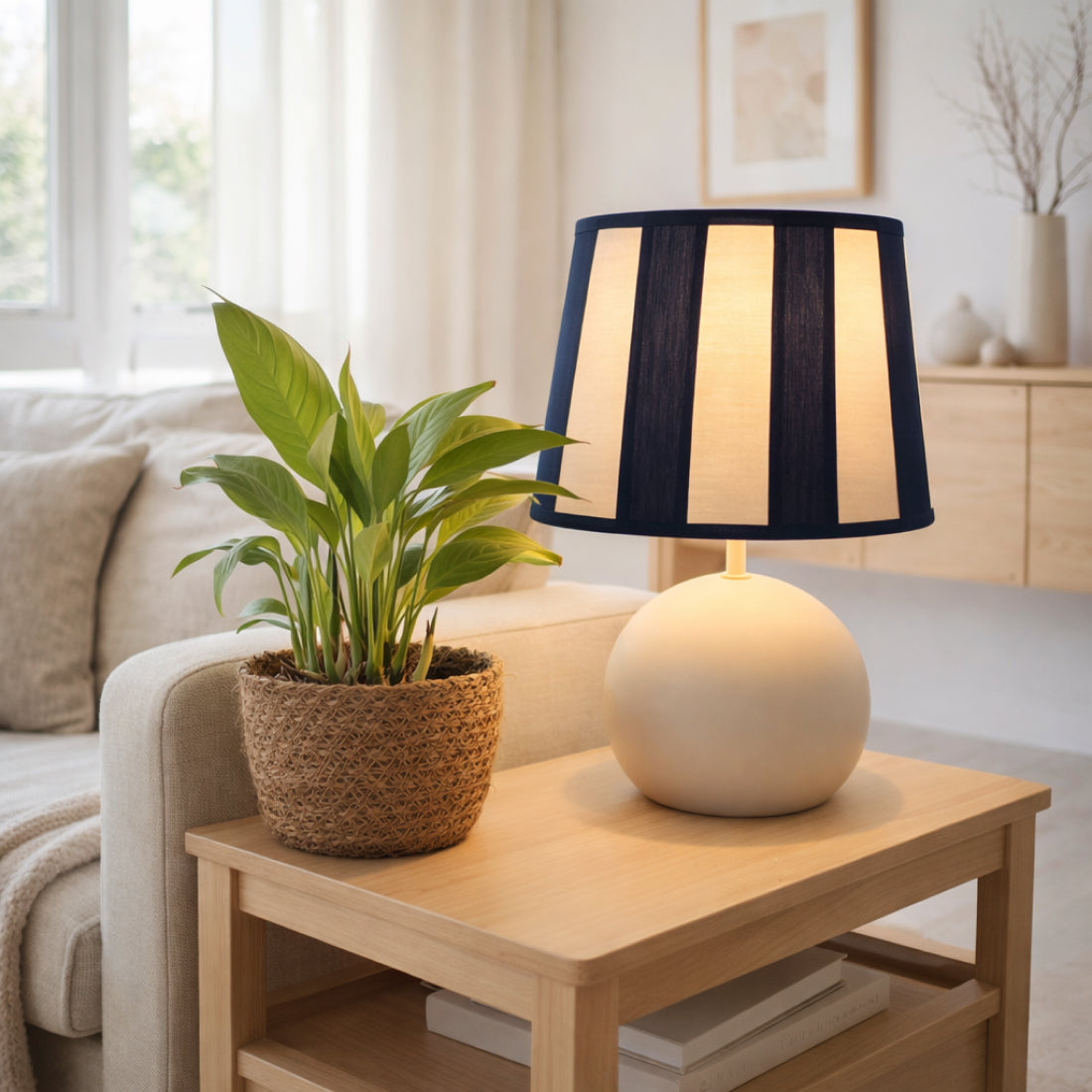 Various Balken Tafellamp - 1 lichts - 22 cm - Blauw & Creme