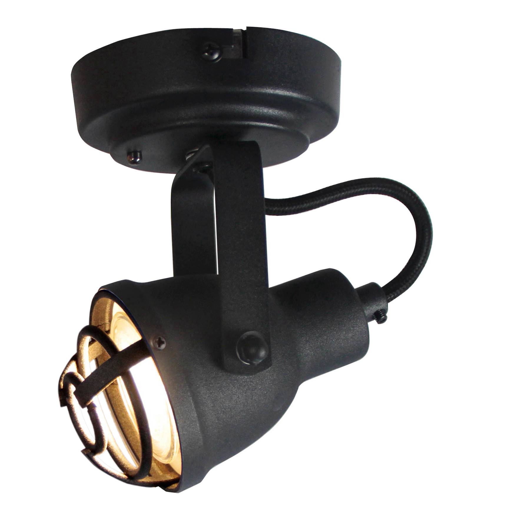 Chericoni Industria plafondspot, zwart, Ø7 cm, 1 lichtpunt, geschikt voor GU10 lampen.