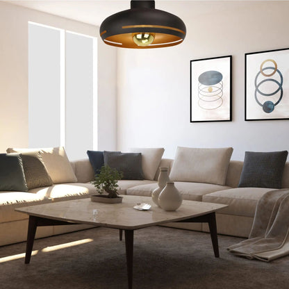 Moderne plafondlamp Chericoni Striscia Ø 45 cm, met zwart en gouden design, ideaal voor een stijlvol interieur.