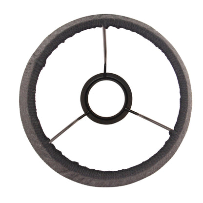 Bovenaanzicht van de geweven lampenkap met focus op de E27-fittinghouder.