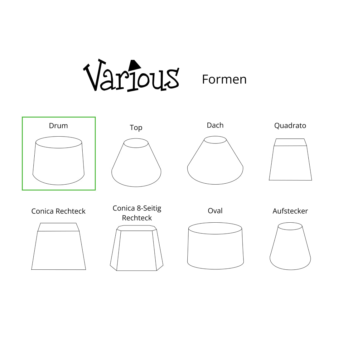 Various Lampenkap - Drum - Ø20 cm of Ø30 cm - Zwart - E27