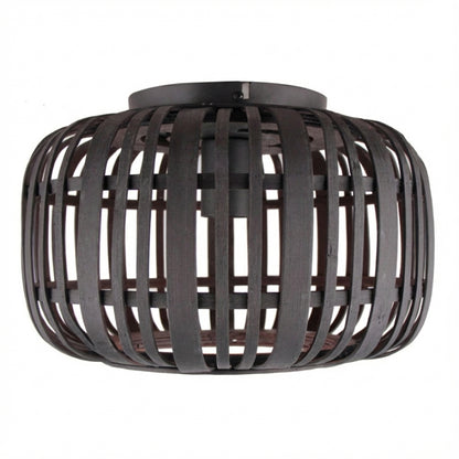 Various Plafondlamp Rattan – Ø33 cm – 1-lichts – E27 – Zwart