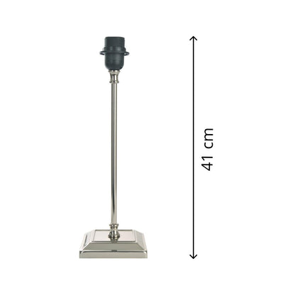 De Various T-80 lampenvoet in nikkel is 41 cm hoog. Combineer met een lampenkap die bij jouw interieur past!