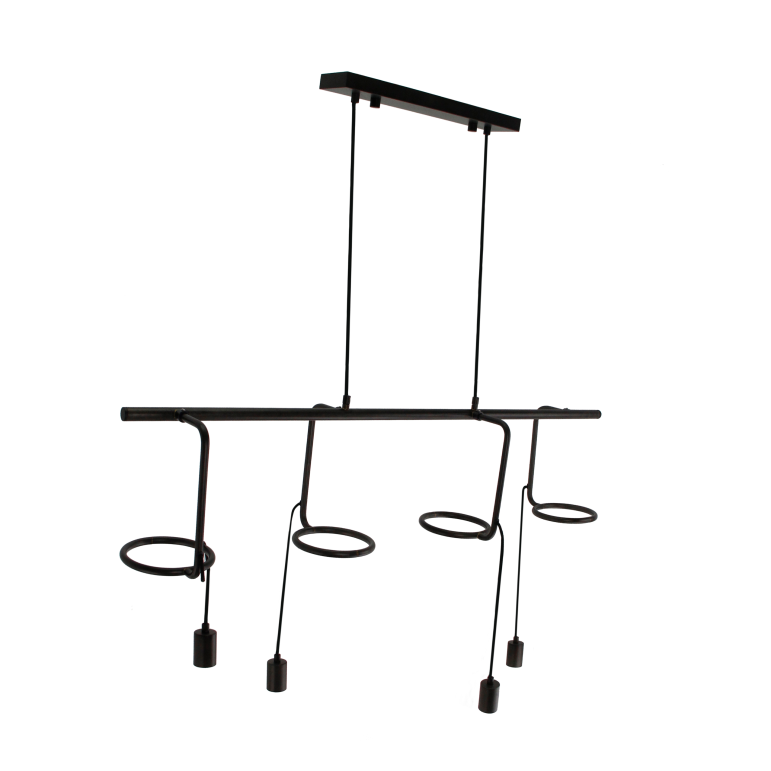 Detail van de zwarte Anello hanglamp met industrieel design. Een perfecte aanvulling voor moderne en stijlvolle interieurs.