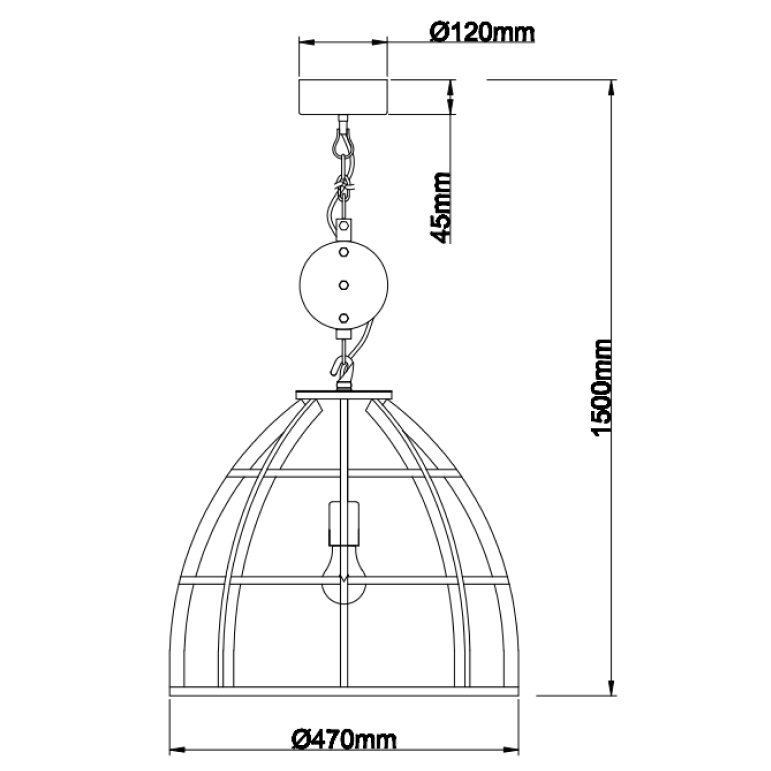 Detail van de zwarte hanglamp Aperto met industriële uitstraling. Perfect voor een stoere, moderne inrichting.