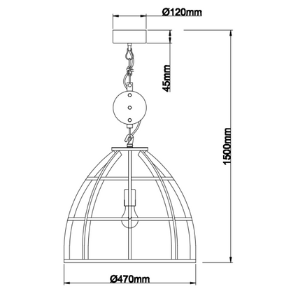 Detail van de zwarte hanglamp Aperto met industriële uitstraling. Perfect voor een stoere, moderne inrichting.