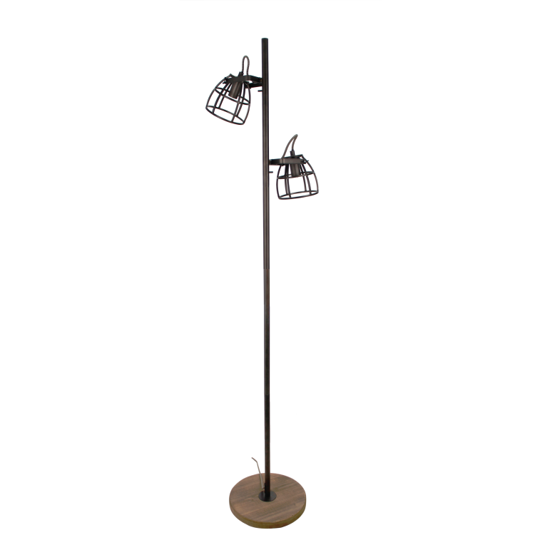 Gedetailleerde close-up van de zwarte Aperto vloerlamp. Dit industriële ontwerp voegt karakter toe aan elke ruimte.