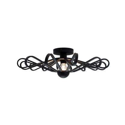 De zwarte Arco plafondlamp straalt een industriële charme uit. Perfect voor een sfeervolle touch in moderne interieurs.