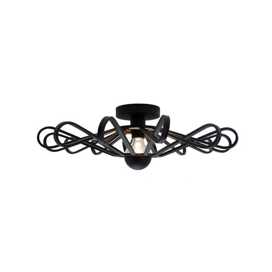De zwarte Arco plafondlamp straalt een industriële charme uit. Perfect voor een sfeervolle touch in moderne interieurs.
