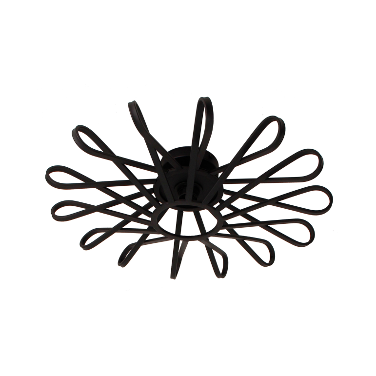 Deze gedetailleerde zwart metalen plafondlamp geeft een industrieel accent aan je interieur. Perfect voor een moderne sfeer.