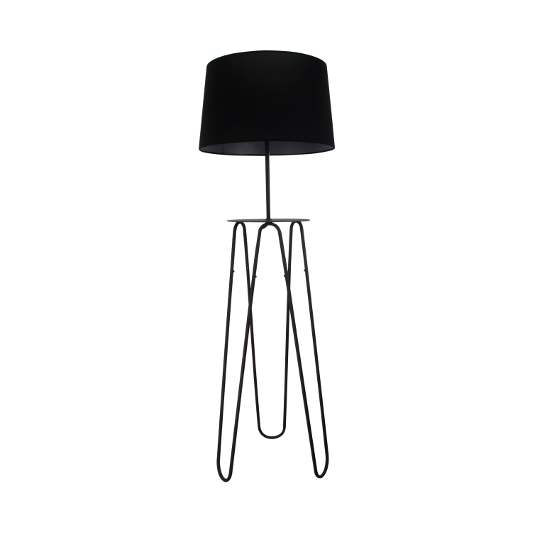 Industriële vloerlamp Arezzo in zwart, met een strakke vormgeving. Perfect voor een moderne en sfeervolle inrichting.