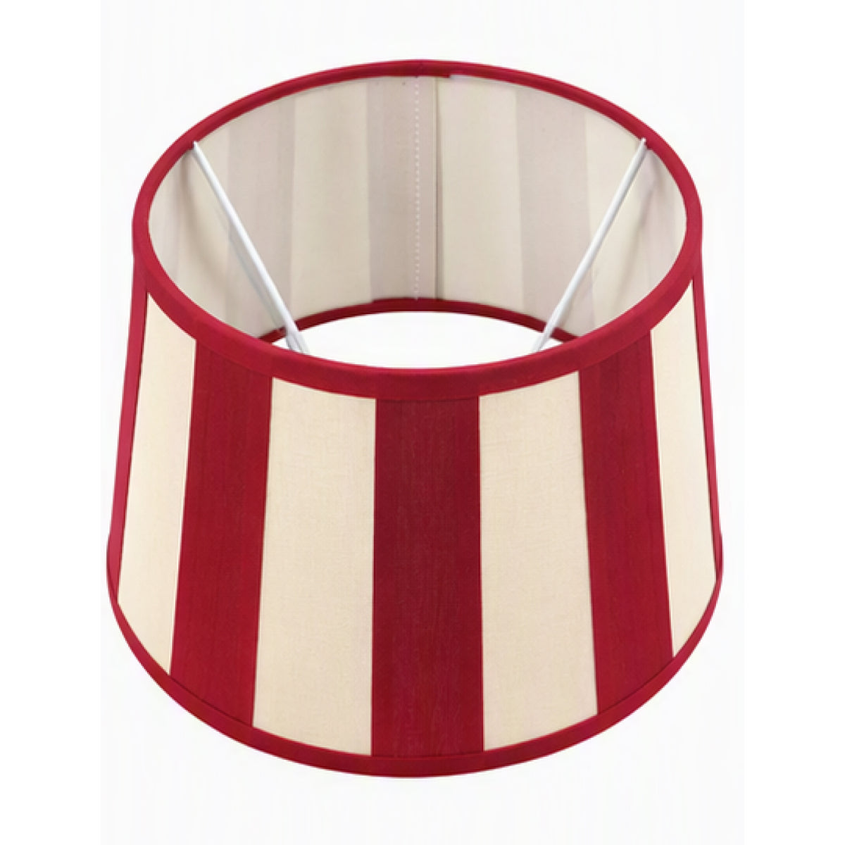 A classic cream and red lampshade that adds warmth to any room. Its charming design elevates your lighting experience.