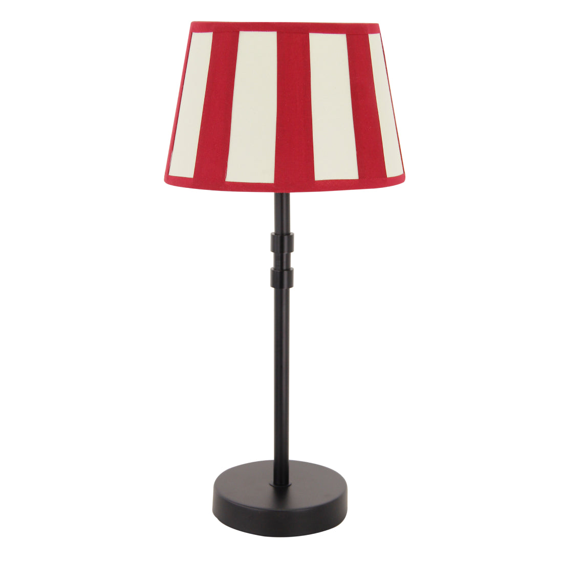 Een warme, moderne lampenkap in rood en crème. Deze ovalen kap geeft een sfeervolle uitstraling aan elke ruimte.