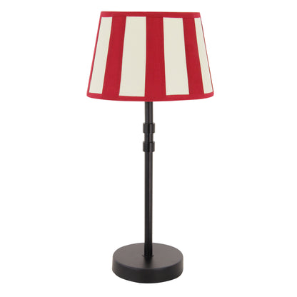 Een warme, moderne lampenkap in rood en crème. Deze ovalen kap geeft een sfeervolle uitstraling aan elke ruimte.