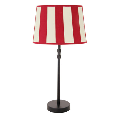 De ovale lampenkap in rood en wit brengt een frisse twist in je interieur. Perfect voor moderne ruimtes met stijl.