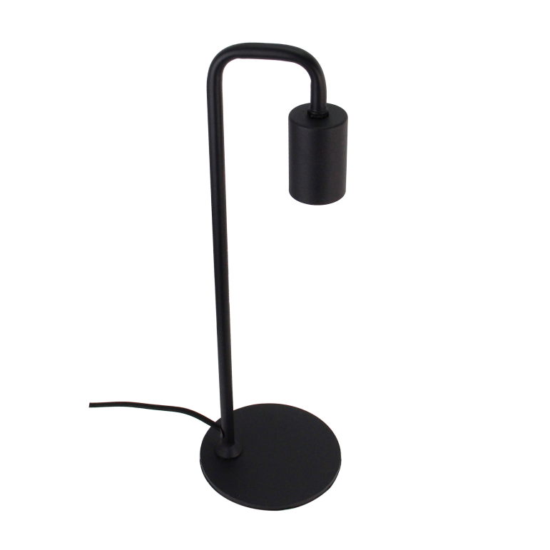 Detail van de zwarte Basic tafellamp van Chericoni, perfect voor een industrieel accent in je interieur.
