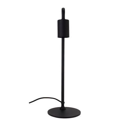 Detailweergave van de zwarte Basic tafellamp. Deze industriële lamp voegt een moderne touch toe aan jouw interieur.