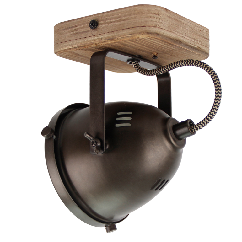 Detail van de zwarte Bella plafondlamp met industrieel design. Perfect voor een moderne uitstraling in elke ruimte.