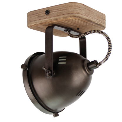 Detail van de zwarte Bella plafondlamp met industrieel design. Perfect voor een moderne uitstraling in elke ruimte.
