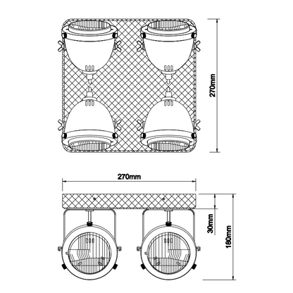 Detail van de zwarte Bella plafondlamp met een industrieel ontwerp.