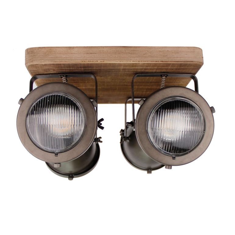 Detailweergave van de zwarte Bella plafondlamp, met een strak industrieel ontwerp.