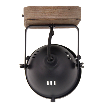 Detail van de zwarte Bella plafondlamp met industrieel design. Perfect voor een trendy sfeer in iedere ruimte.