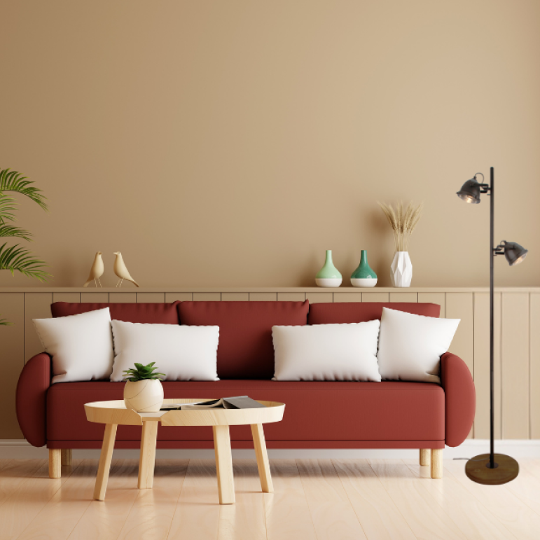 De zwarte Bella vloerlamp voegt een industrieel accent toe aan jouw interieur. Perfect voor een sfeervolle avond.