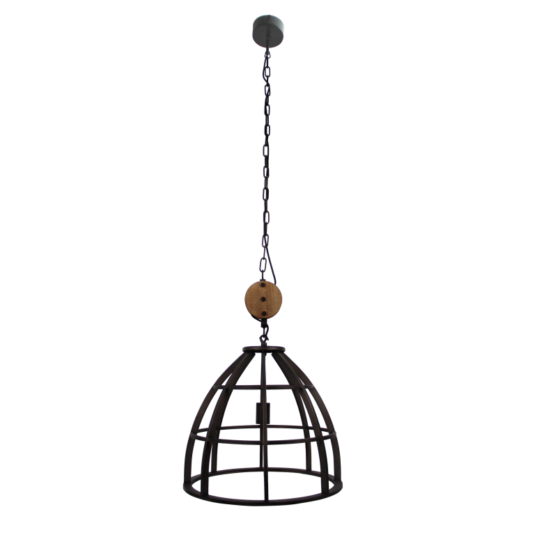 Detail van de zwarte Aperto hanglamp met industrieel design. Een echte blikvanger voor boven de eettafel of in de woonkamer.