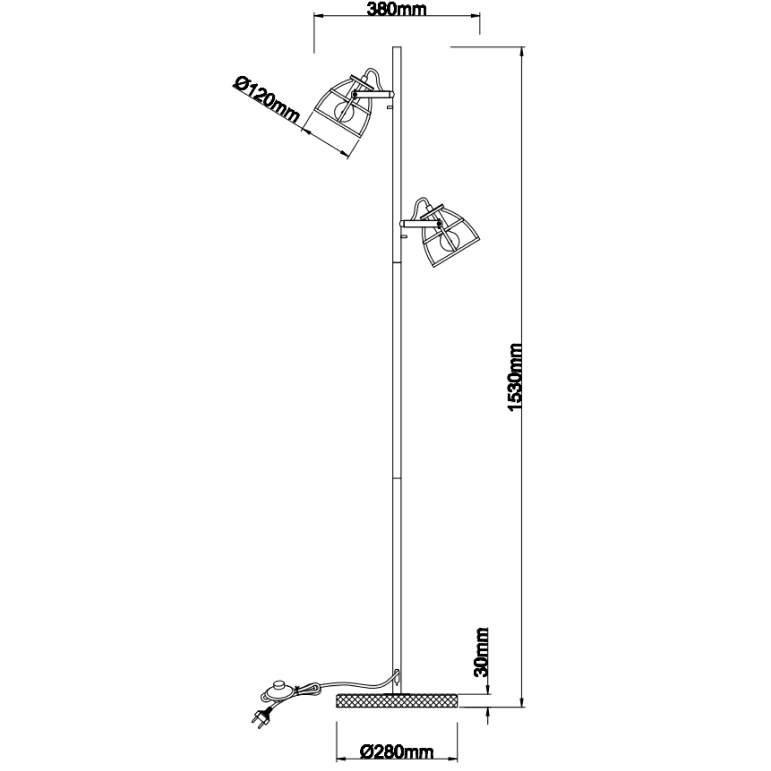 Industriële vloerlamp Aperto in zwart met een hoogte van 153 cm. Prachtig voor een eigentijdse sfeer in uw interieur.