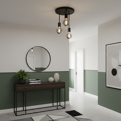 Een moderne zwarte plafondlamp die elke ruimte een eigentijdse uitstraling geeft. Perfect voor sfeervolle verlichting.