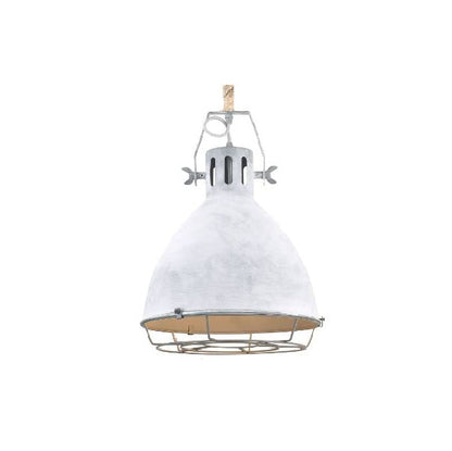 De lichtgrijze Indurope hanglamp heeft een robuuste industriële uitstraling. Perfect voor een moderne eet- of werkruimte.