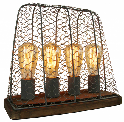 De Quattro tafellamp in vintage hout en beton voegt een industrieel accent toe aan jouw interieur.