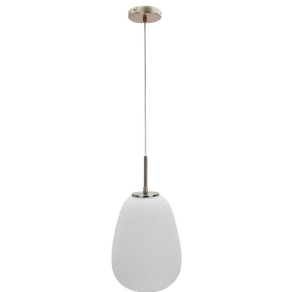 Gedetailleerde weergave van de Costola hanglamp in wit en transparant.