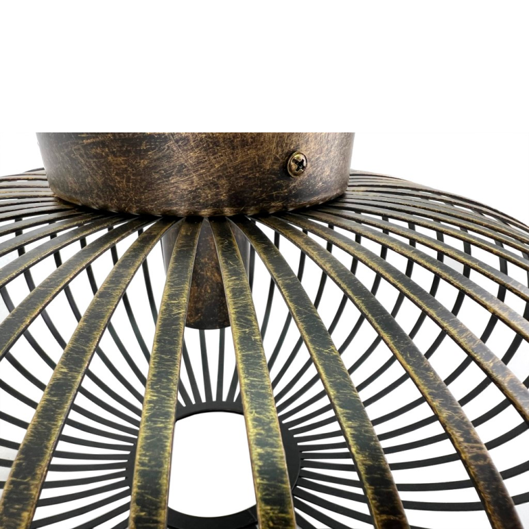 A close-up of the bronze Curvato ceiling light showcases its industrial charm. Perfect for adding warmth to modern interiors.