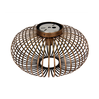 Detailweergave van de bronzen Curvato plafondlamp met zijn unieke design. Perfect voor een industriële uitstraling in huis.