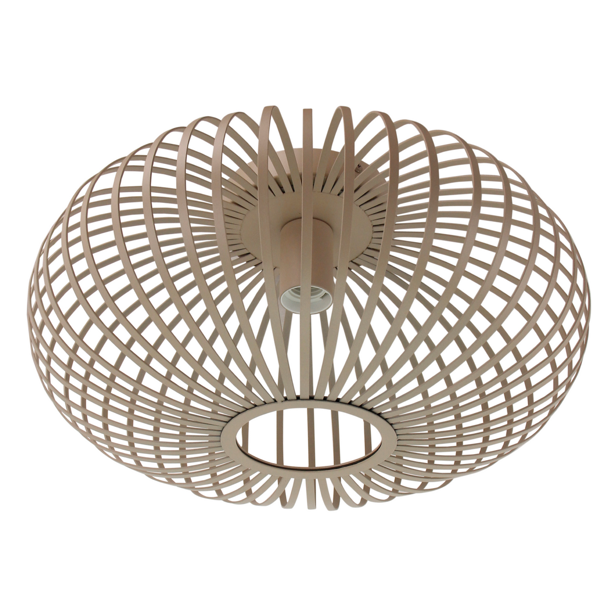 Zachte zandkleurige plafondlamp Curvato brengt rust en stijl in jouw interieur. Perfect voor een Japandi-sfeer.