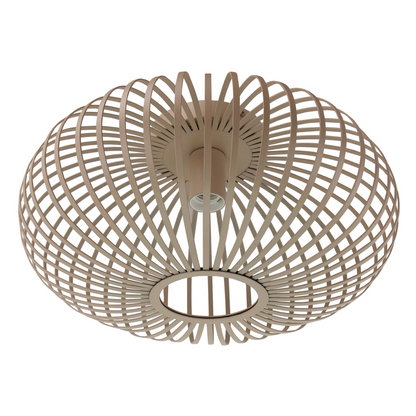 Zachte zandkleurige plafondlamp Curvato brengt rust en stijl in jouw interieur. Perfect voor een Japandi-sfeer.