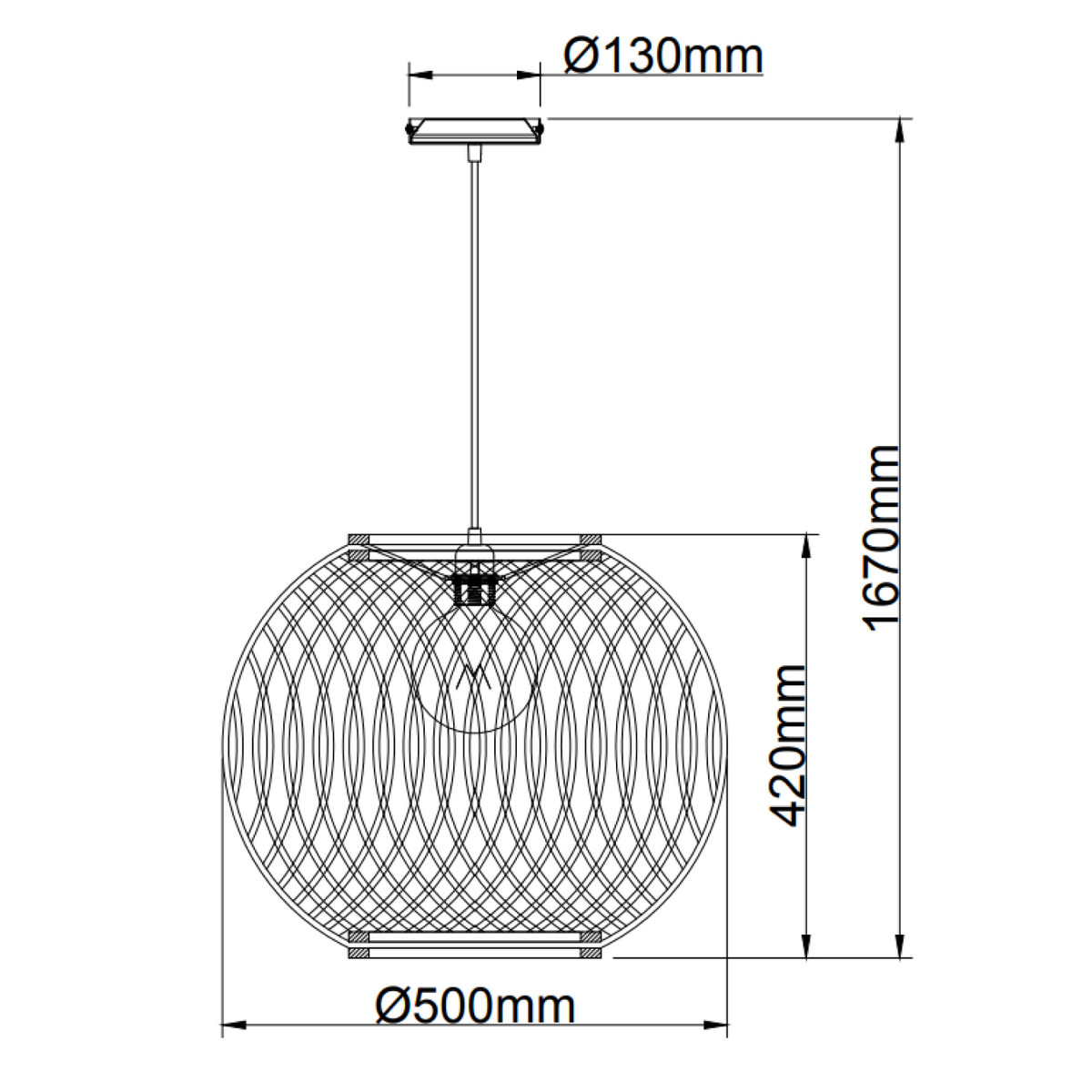 Deze bruine hanglamp van bamboe en metaal heeft een landelijke uitstraling.