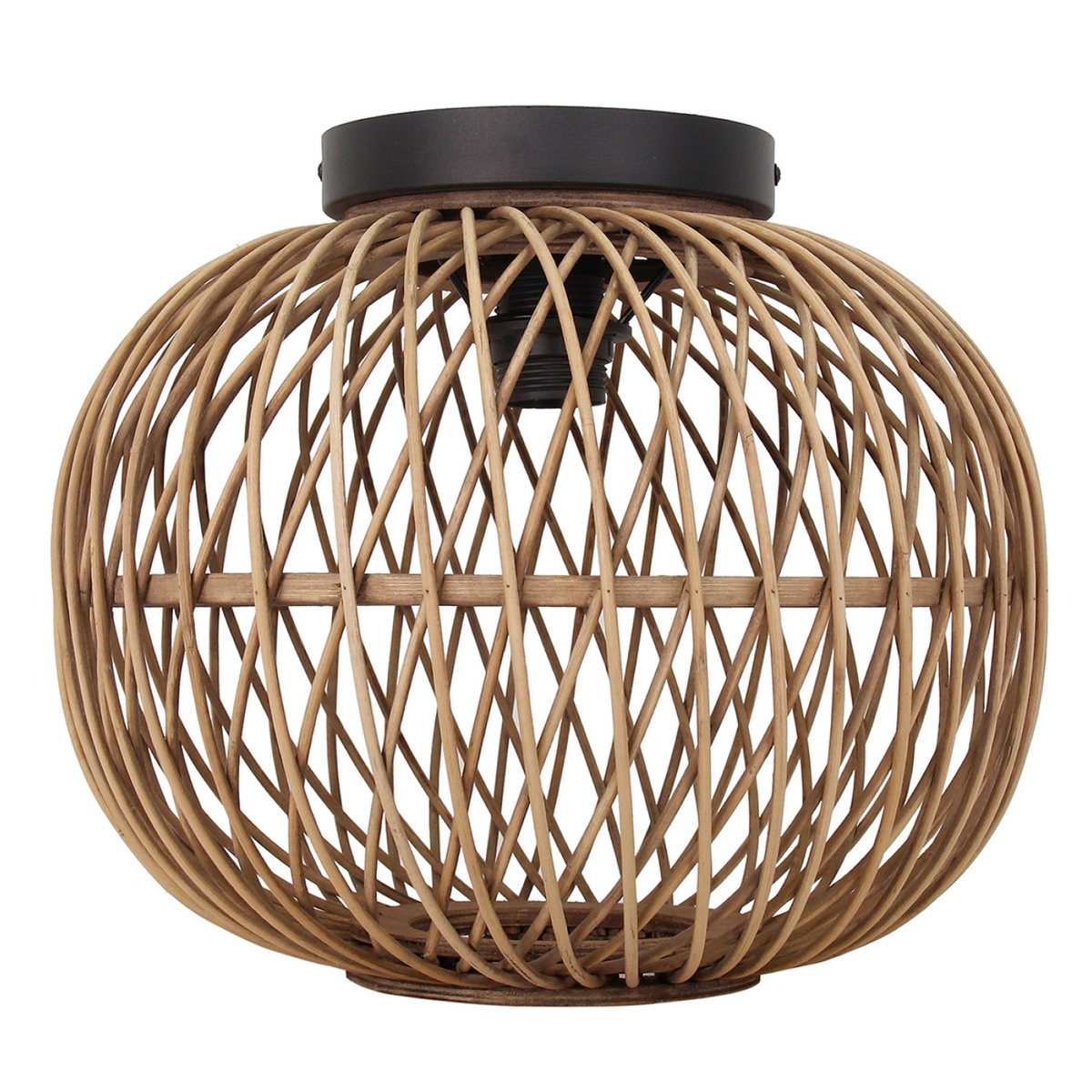 Warm brown bamboo ceiling light that brings a rustic charm to your home. Perfect for cozy, natural settings.