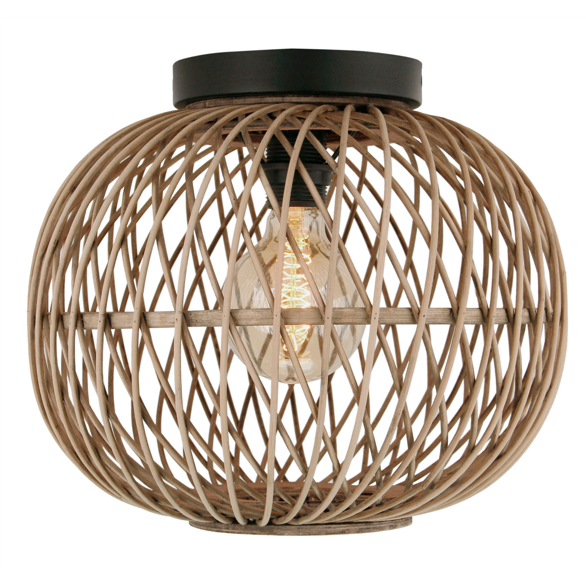 Deze bruin bamboe plafondlamp brengt natuurlijke charme in je interieur. Perfect voor een warme, landelijke sfeer.