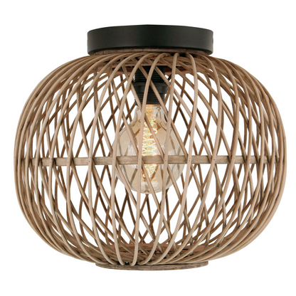 Illuminate your rustic space with the Nature Diagonaal Rond ceiling light in warm brown. A perfect blend of wood and style.
